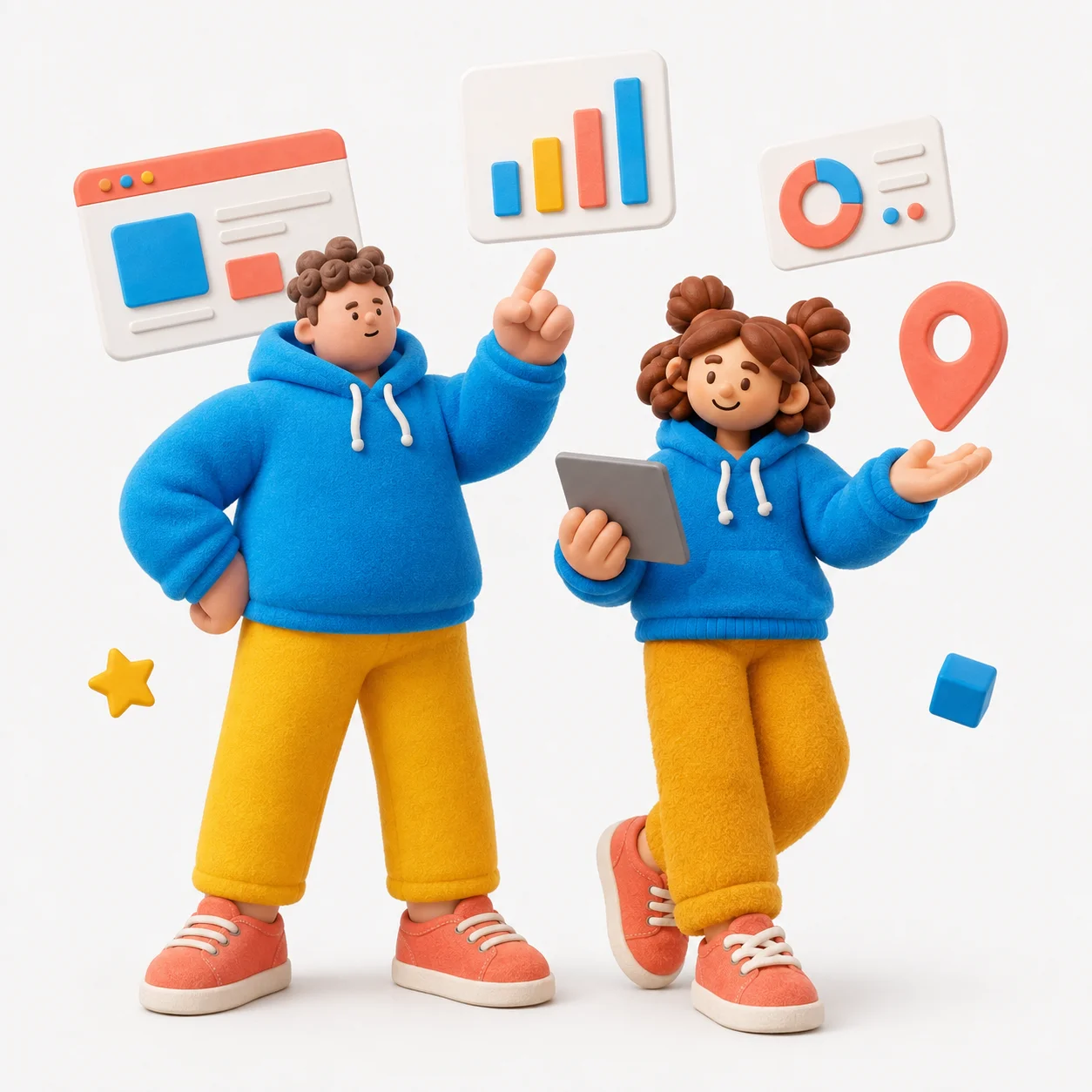 Illustration of a digital marketing team working across channels